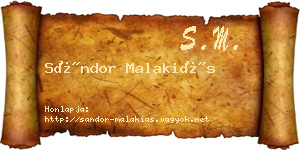 Sándor Malakiás névjegykártya